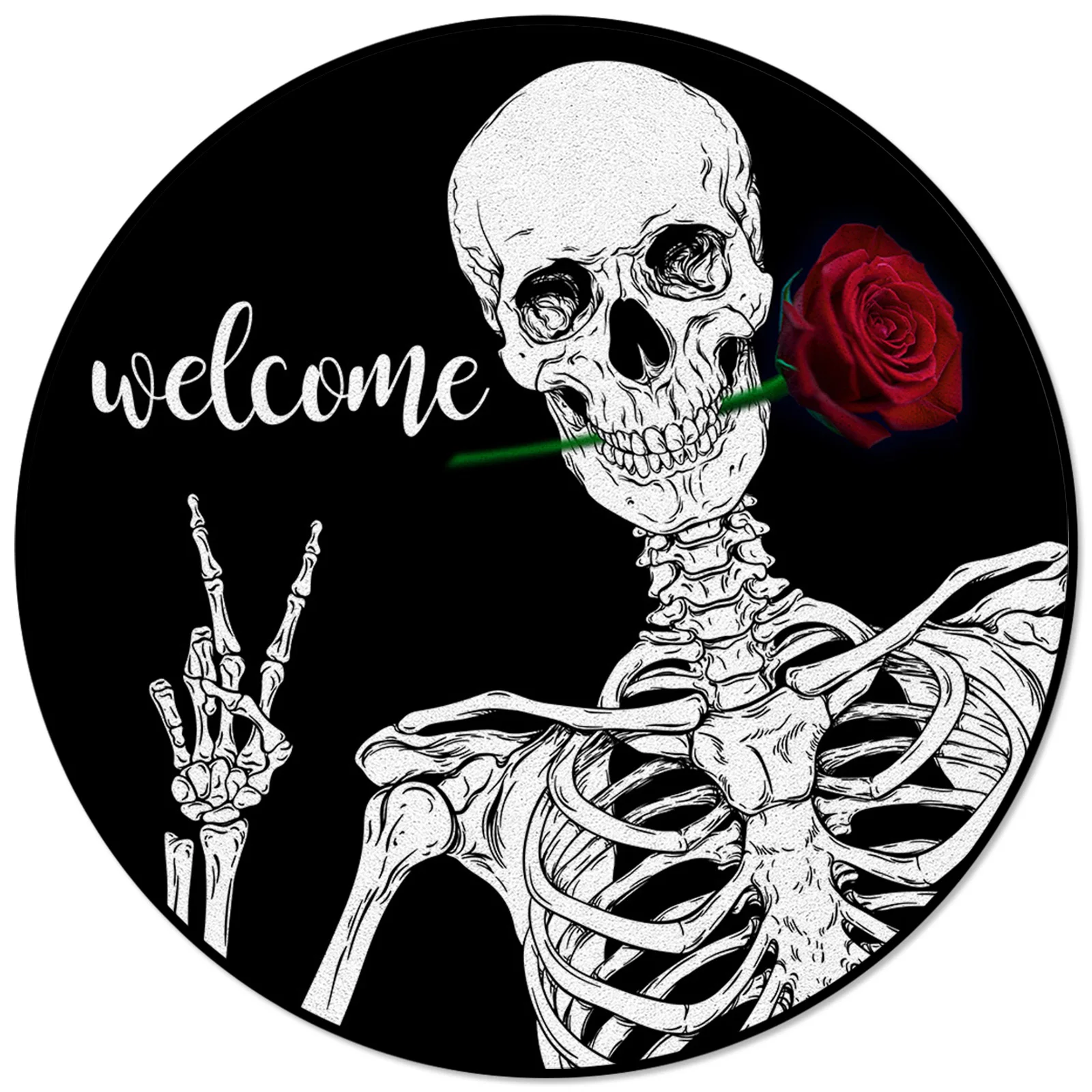 

Круглый ковер с рисунком черепа Добро пожаловать в розу, домашний декор, ковры для спальни, большой коврик для гостиной, с рисунком