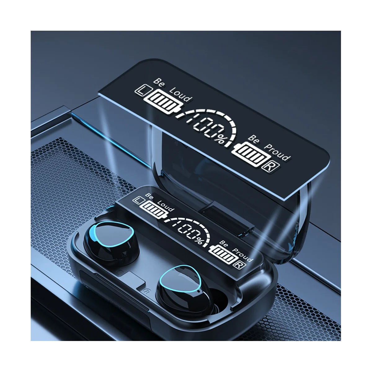 

Беспроводная гарнитура Tws Bluetooth V5.1 со светодиодным дисплеем, стерео мини-наушники-вкладыши с микрофоном, гарнитура громкой связи, Черная