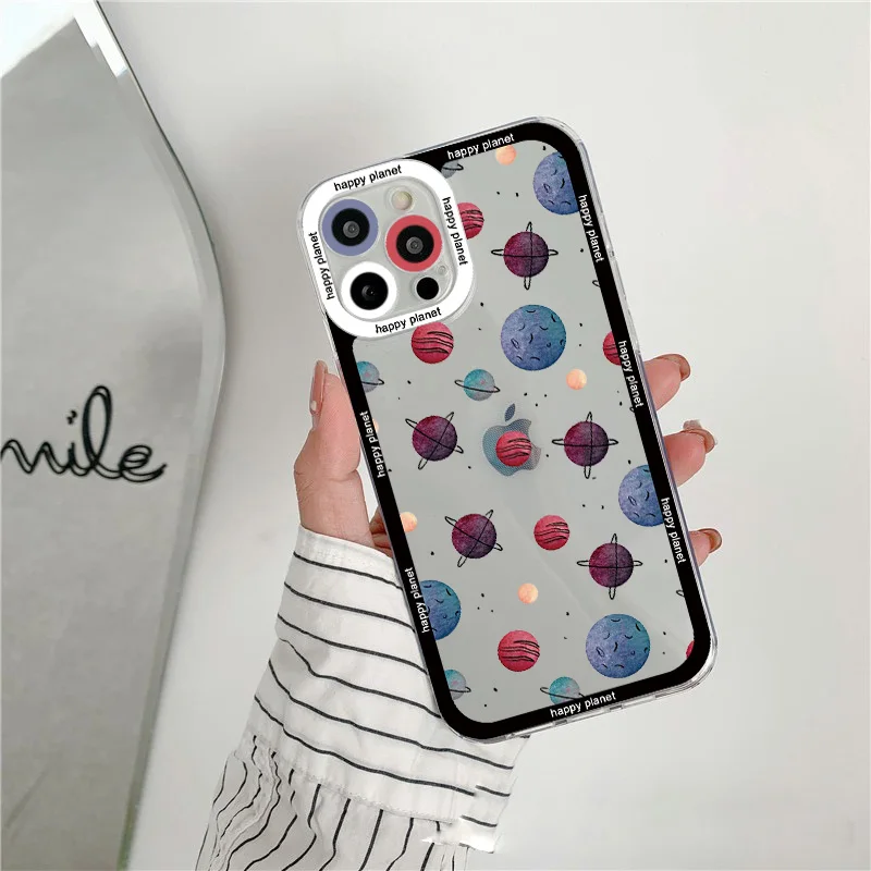 

Hot Planet Clear Phone Case For iPhone XR X XS Cosmic Planet For iPhone 7 8 Plus SE 2 13 12 Pro Max 11 Pro Max Transparent Cover