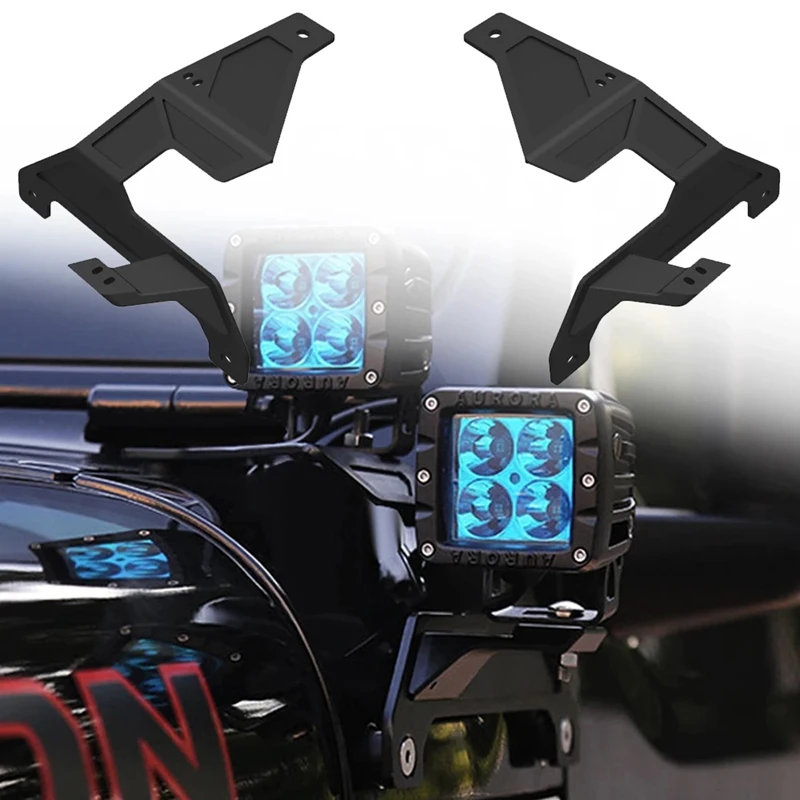 

2Pcs Dedicated A-Pillar Work Auxiliary Light Windshield Side-Mounted Bracket Suitable for Jeep Wrangler JL