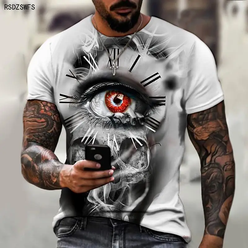 

Men Summer Short Sleeve Retro Gray Pointer 3D Printing Men T-shirt Cool Fashion Streetwear