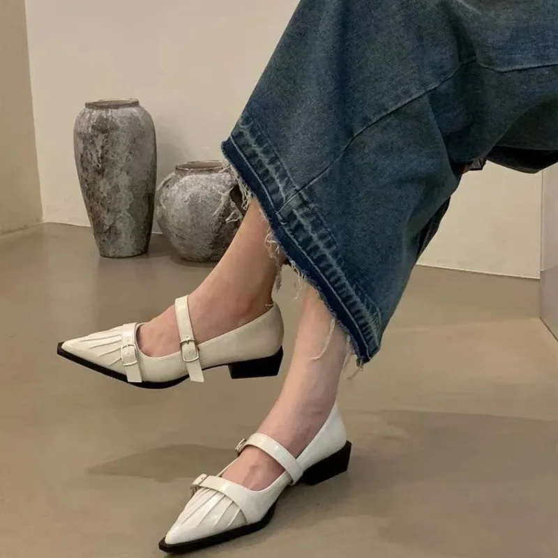 Женские лоферы с острым носком Новое поступление 2024 черное коричневое белое