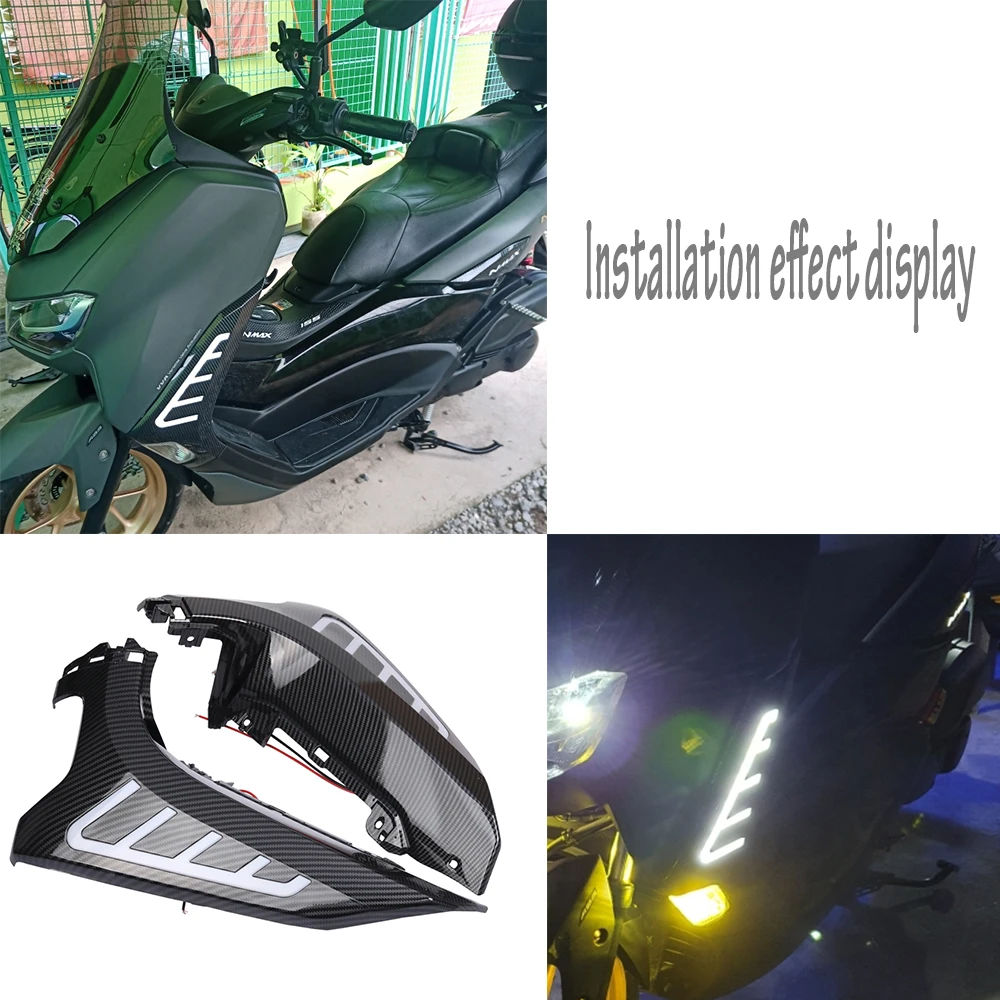 

For YAMAHA NMAX155 NMAX 155 125 2020 2021 Motorcycle Accessories Front Side Panel Cover Carbon Leg Shield with LED Signal Light