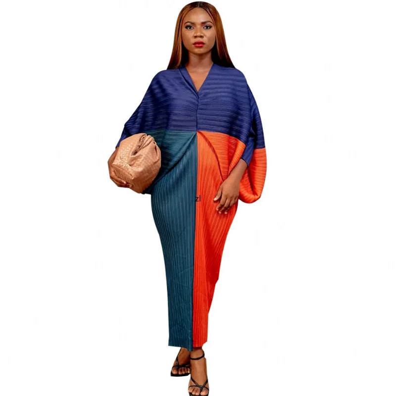 

Spring Autumn Africa Clothing 3/4 Sleeve Office Lady Party Dress African Dresses For Women Sexy V-Neck Perspective Slim Dress