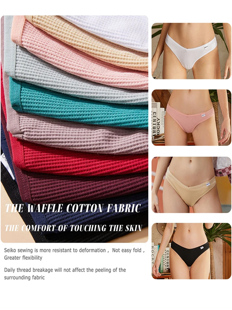 7 шт./комплект женские хлопковые трусы-стринги с V-образной талией