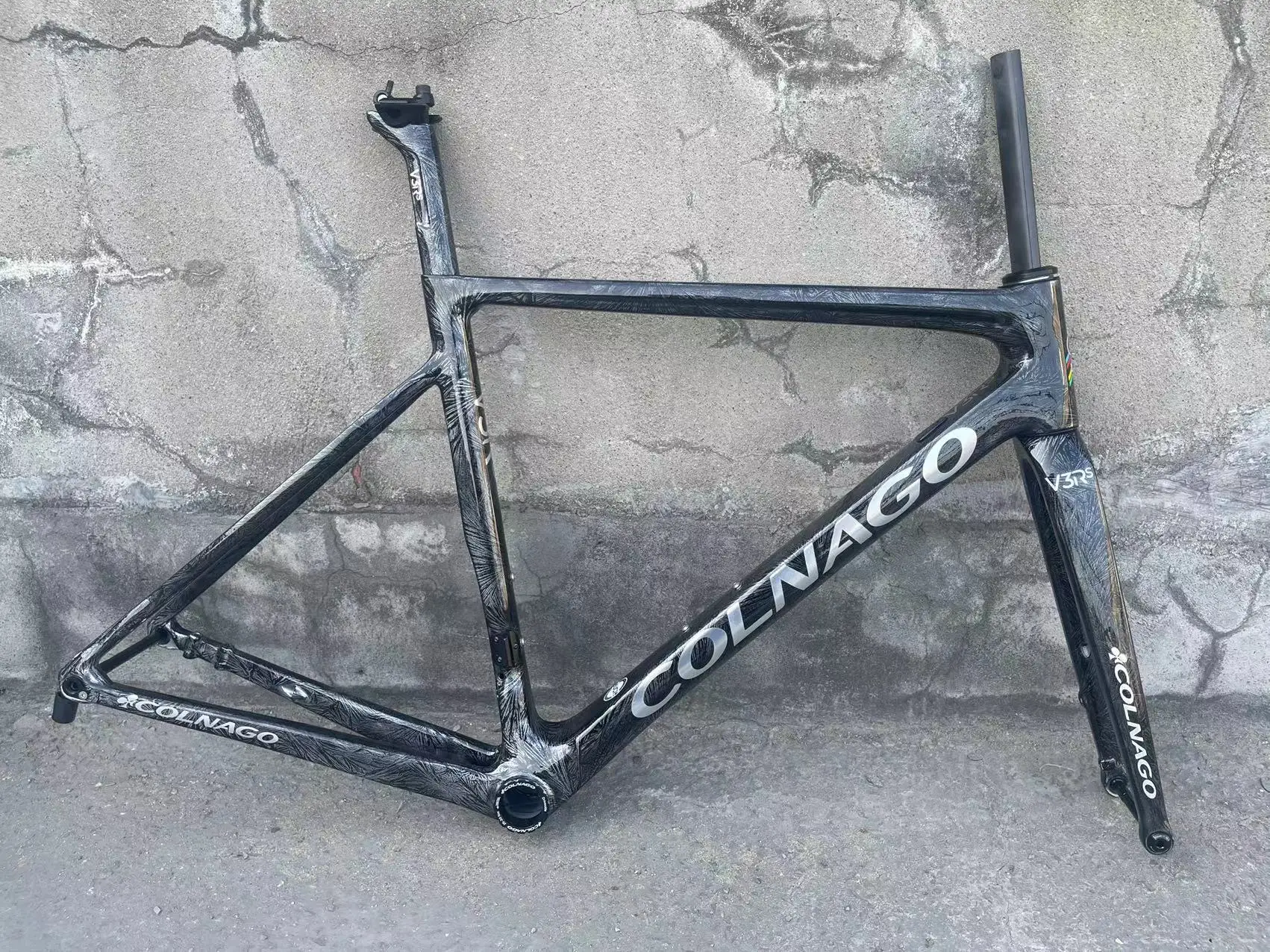 

v3rs carbon road frame Black Ice Frozen Texture Bicycle Frame BB86 Frameset With Fork Seatpost Headset Clamp