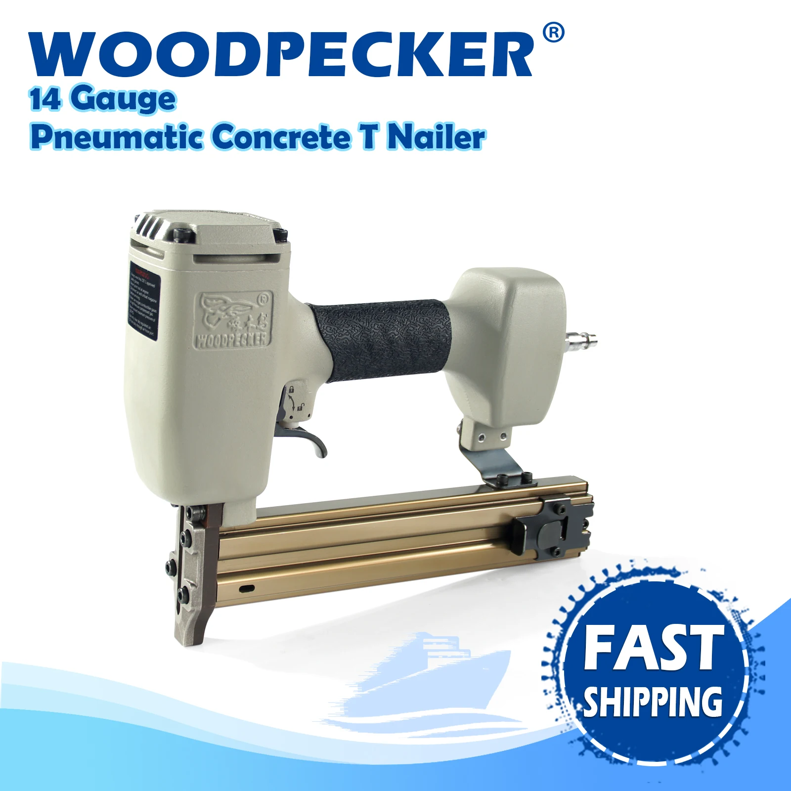 China-top Silver WOODPECKER ST38H 14 Gauge Heavy Duty Concrete Nailer with Magnetic Muzzle, Safety Lock Trigger, for Hardwood
