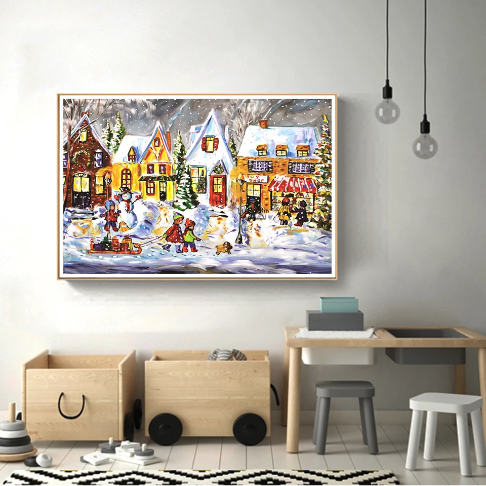 5d diy diamond painting winter house rhinestone pictures cross stitch decoration kit full diamond embroidery landscape mosaic free global shipping