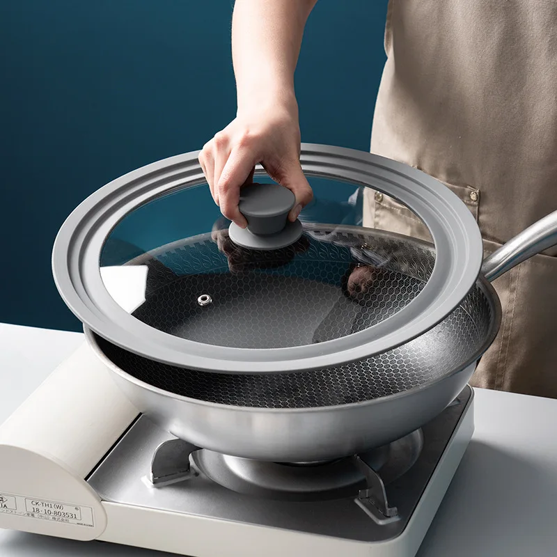 

Крышка для кастрюли с силиконовым краем, крышка из закаленного стекла, многофункциональная, защита от падения, аксессуары для посуды