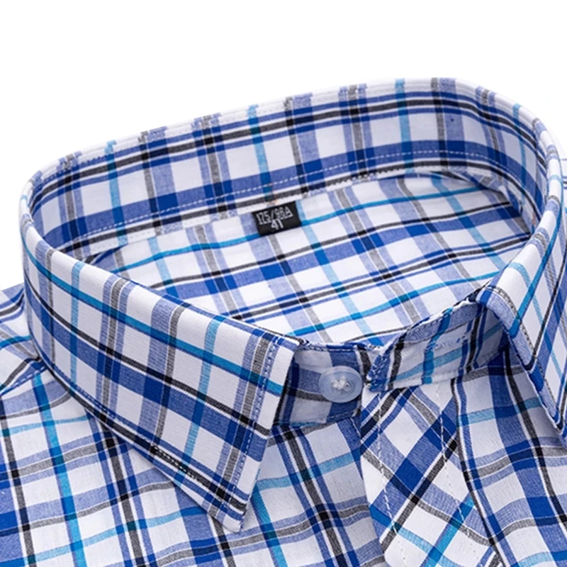 Men's Plaid Shirt Long Sleeve High Quality Luxury 100% Cotton Business Loose Office Daily Checkered Social Male Designer Clothes