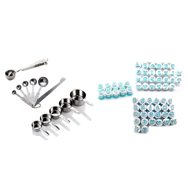 

Лидер продаж, 12 мерных стаканчиков и ложек, 5 стаканчиков и 6 Штабелируемых ложек и 62 шт., форма для печенья с цифрами алфавита