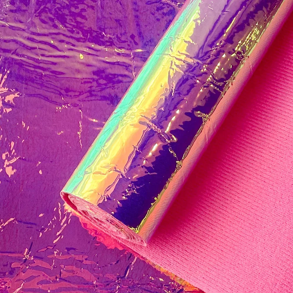 

Soft Faux Leather Fabric Roll,Iridescent Holographic Folds Faux Leather Roll Sheets For Sewing Bags/Earrings Party Decor Fabric