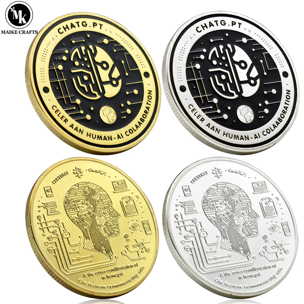 Металлическая монета для искусственного интеллекта украшение дома коллекция