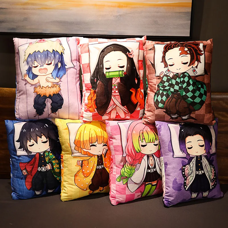 

36cm Demon Slayer: Kimetsu no Yaiba Square Pillow Uzui Tengen Daki Kamado Nezuko Anime Sleeping Stuffed Cushion Doll Toy