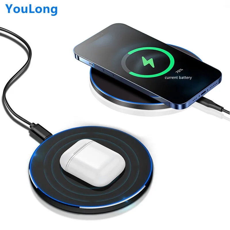 

B147 Aluminum Alloy Disc Wireless Charger QI10W Fast Charge Wireless Charger for Apple Samsung Mobile Phones