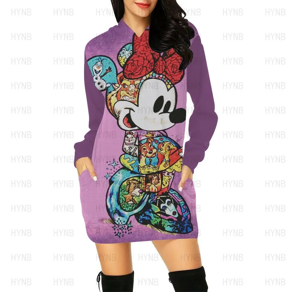 Мини-платье с капюшоном и принтом Минни Маус 2022 |