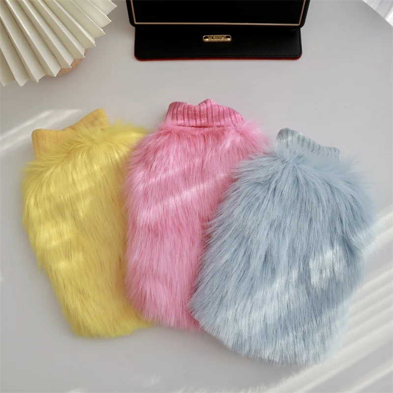 

Luxury Dog Clothes for Small Dogs Cats Winter Warm Fur Dog Sweater Sweet Korea Style French Bulldog Coat Puppy Chihuahua Jacket