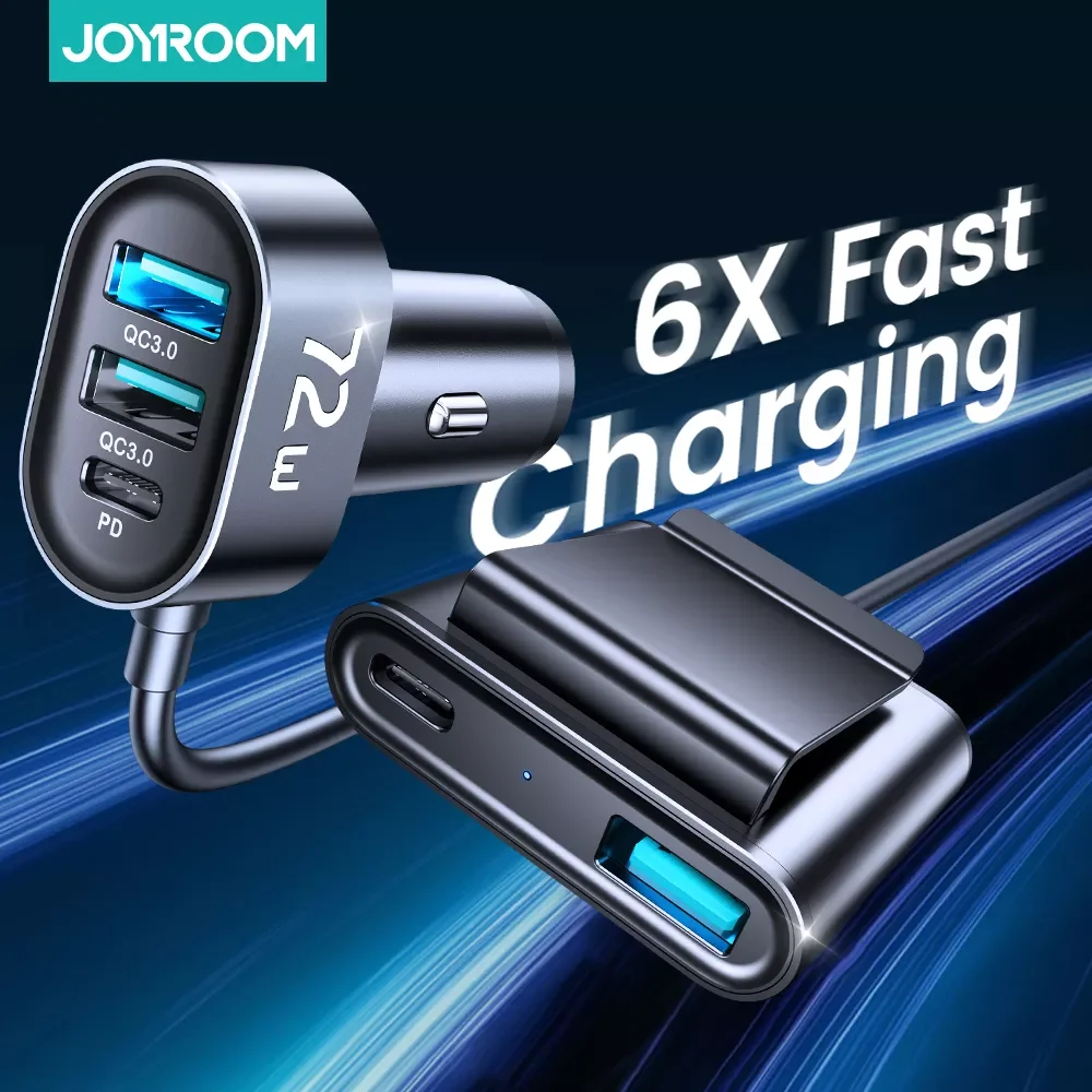 

5 Ports 72W Multi Car Charger Adapter USB Type C QC 3.0 PD 3.0 Fast Charger with 1.5m Cable Quick Car Phone Charger for iPhone