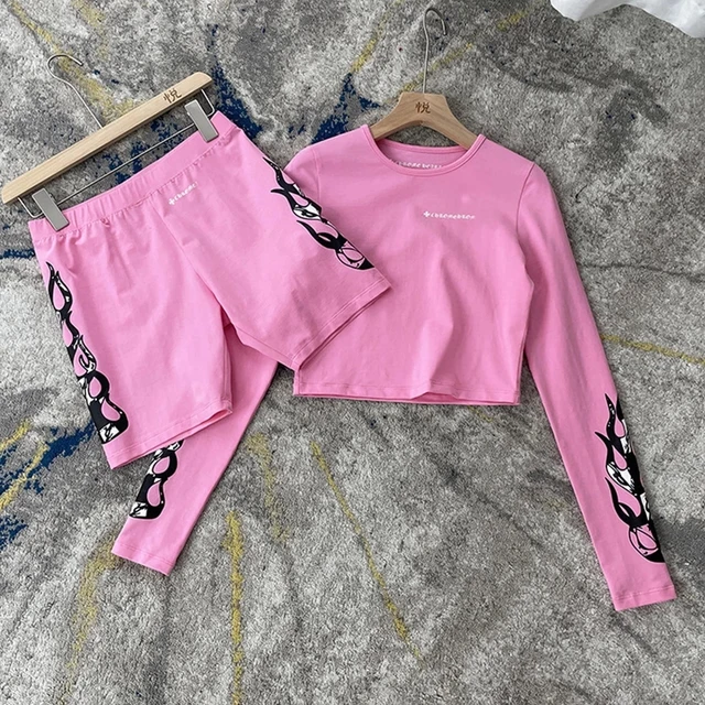 Chrome heart Cropped Shirt and Shorts 2