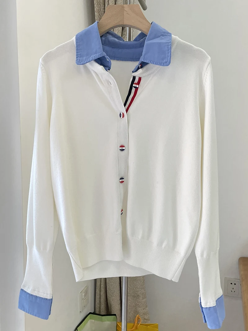 

Женский кардиган-свитер с цветными блокировками