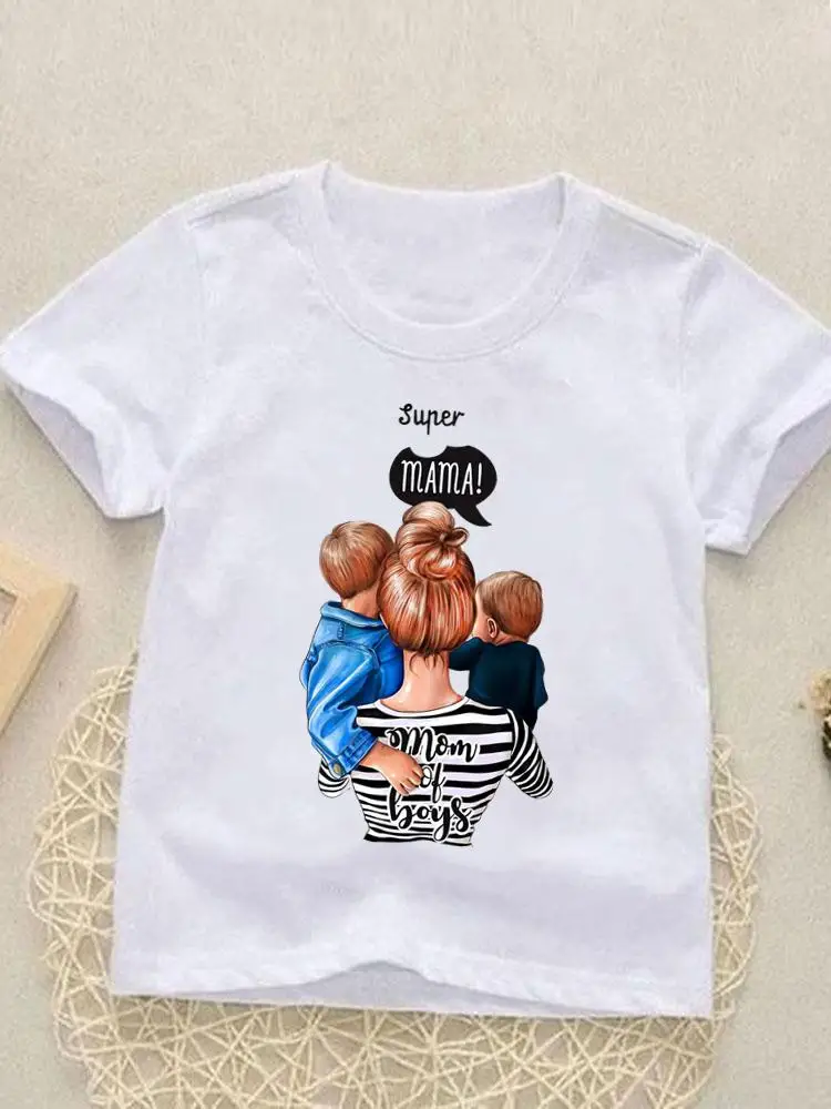 

Футболки с принтом, топы в полоску, с надписью love mom, Girls, Boys, мультяшная детская одежда с коротким рукавом, летняя детская одежда с круглым выр...
