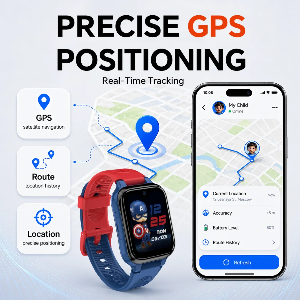 Фото Детские умные часы 4G AI K9 с HD-камерой, видеозвонками, SOS, GPS-трекингом, тончайшие, водонепроницаемые IP68, телефон-часы №3