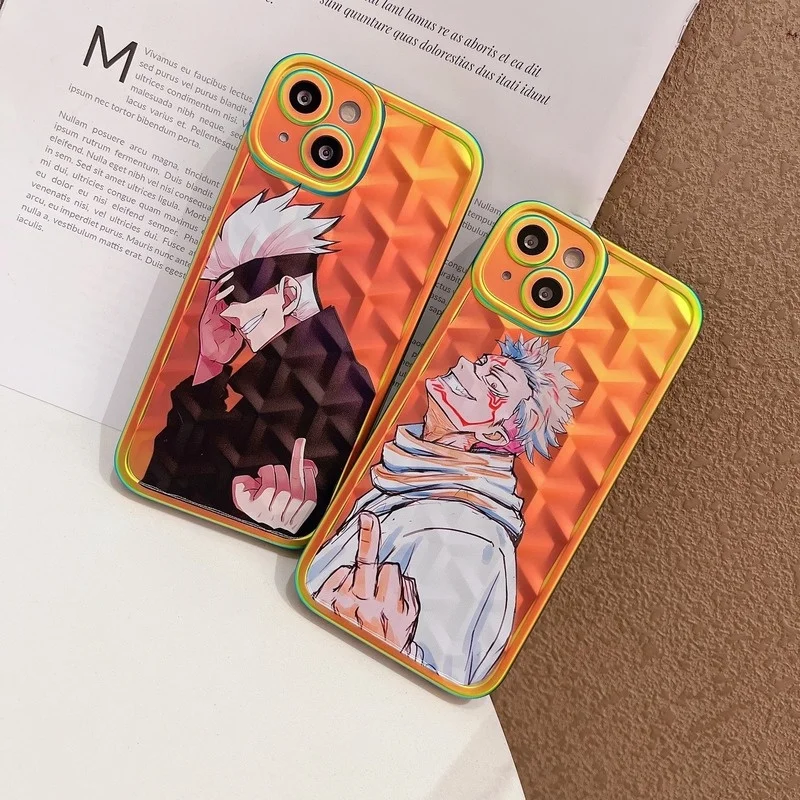 

Anime Jujutsu Kaisen Laser Change Color 3D Phone Case Cover for IPhone 11 12 13 Pro X XR XS Max Shockproof Case