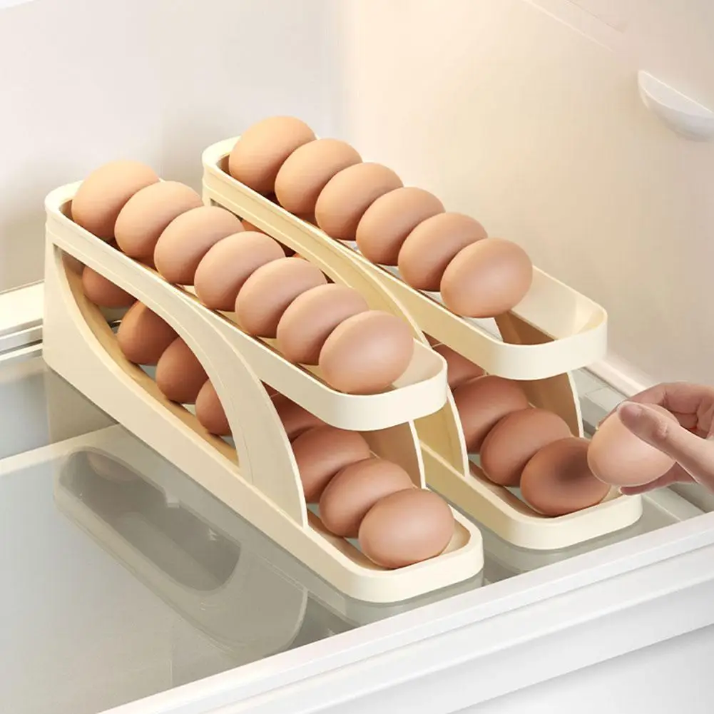 

Automatic Scrolling Egg Rack Refrigerator Egg Dispenser Storage Box Egg Basket Organizer Egg Container For Kitchen