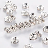 50100pcs silver metal clear crystal rhinestone beads 8mm rondelle spacer beads diy women bracelet jewelry making accessories