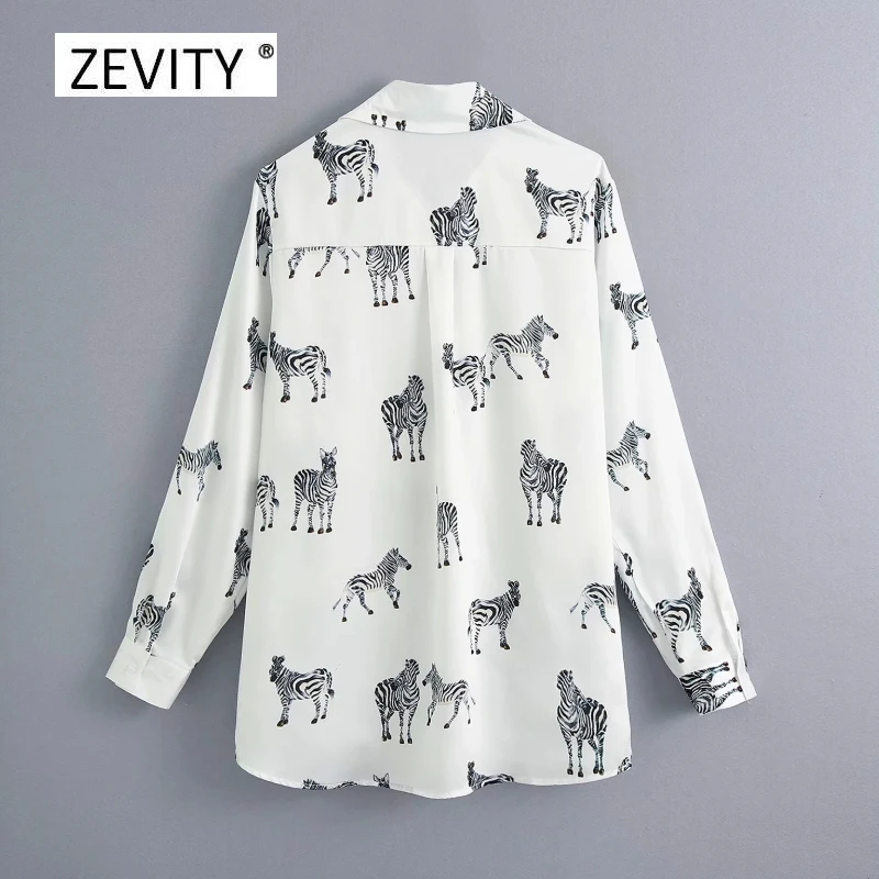 Женская модная Повседневная Блузка с животным принтом Офисная деловая рубашка