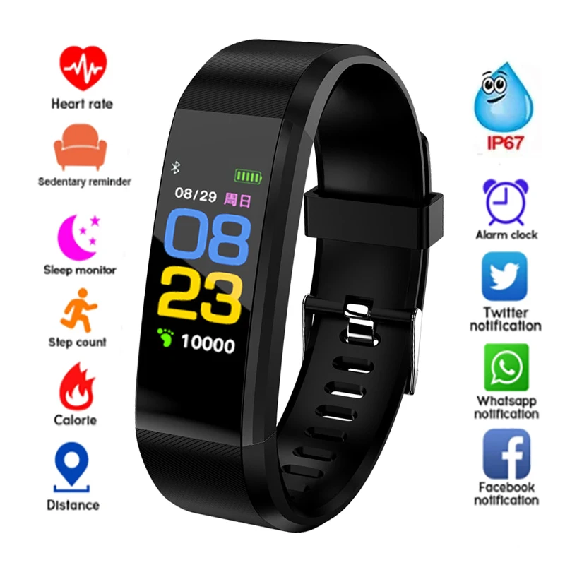 

115Plus Smart Watch 2023 Bluetooth Bracelet Heart Rate Blood Pressure Smart Band Fitness Tracker Wristband for fitbits Watches