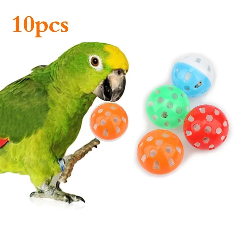 

10pcs Pet Parrot Toy Colorful Hollow Rolling Bell Ball Ball Pet Chew Ball with Bell Bird Toys Parrot Training Toys Plastic 4cm
