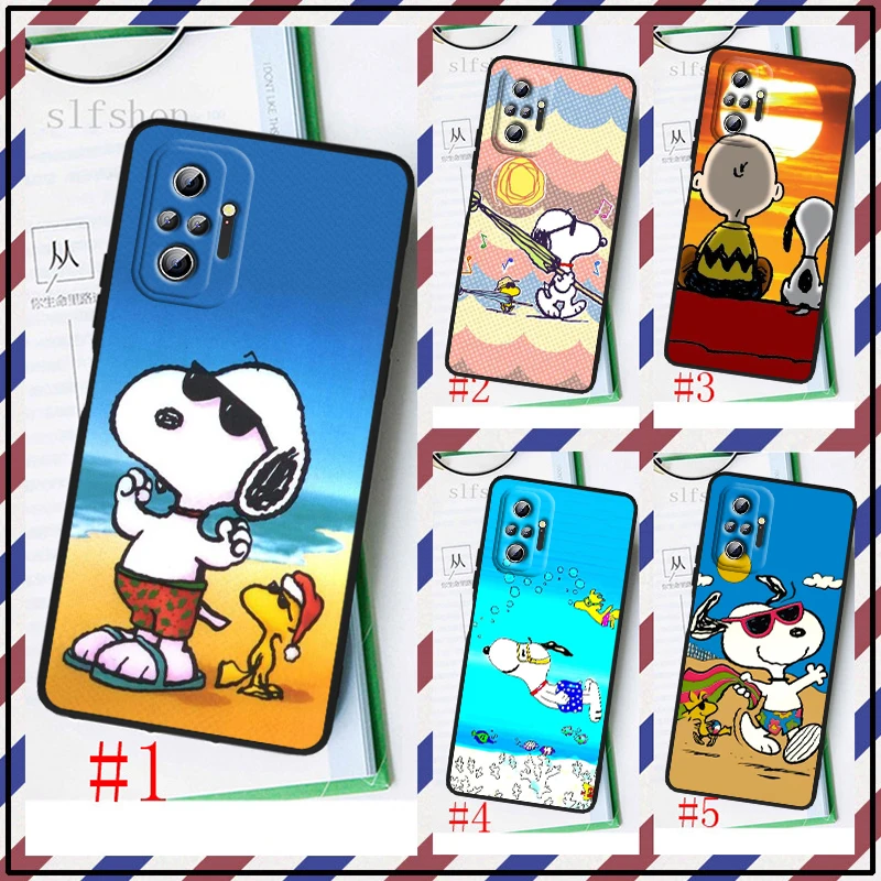 

Snoopy Beach Trip For Xiaomi Redmi Note 11 10S 10 9T 9S 9 8T 8 7 6 Pro Plus Max 5G Black Soft Luxury Phone Case