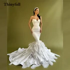 Новинка, Простые Длинные свадебные платья-трапеции с V-образным вырезом и открытыми плечами, длинные мягкие Вечерние наряды до пола с коротким рукавом и разрезом для невесты