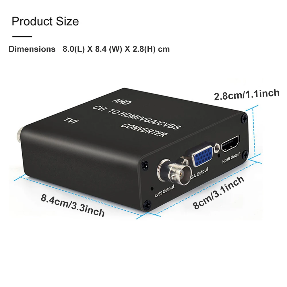 8MP 4K камера видеопреобразователь TVI/AHD/CVI к HDMI/CVBS/VGA преобразователь висячий выход |