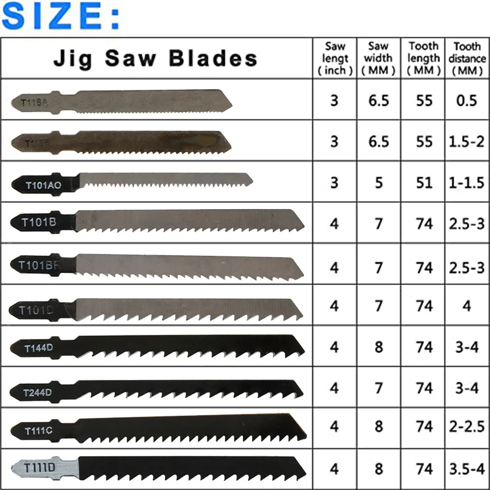 60/10Pcs Jig Saw Blade Metal Steel Jigsaw Blades Straight Cutting Tools Wood Assorted Saw for Woodworking Cutting Power Tool Saw images - 5