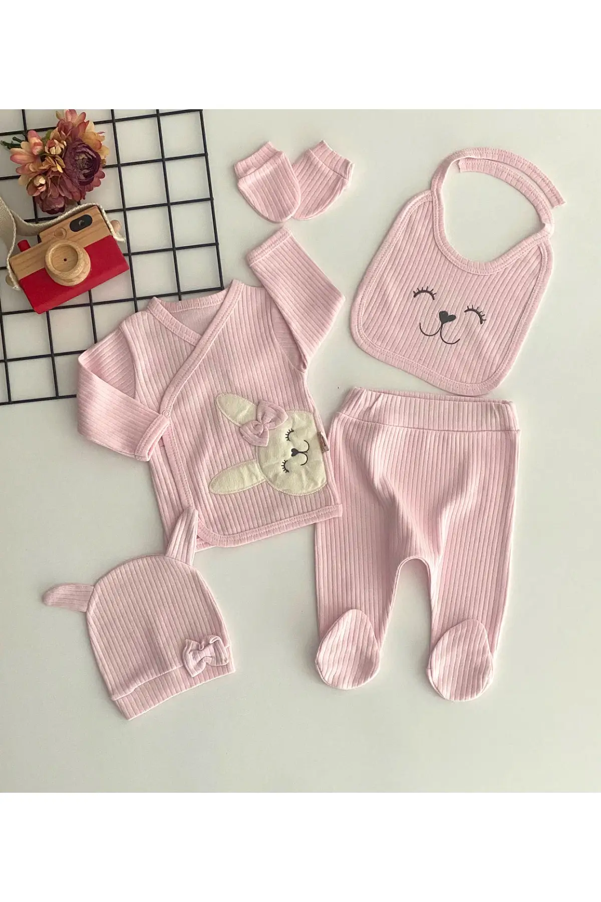 

Куклы Jadded с вышивкой медведя из органической ткани, 5 шт., набор для выхода в больницу, розовые хлопковые выходы для малышей