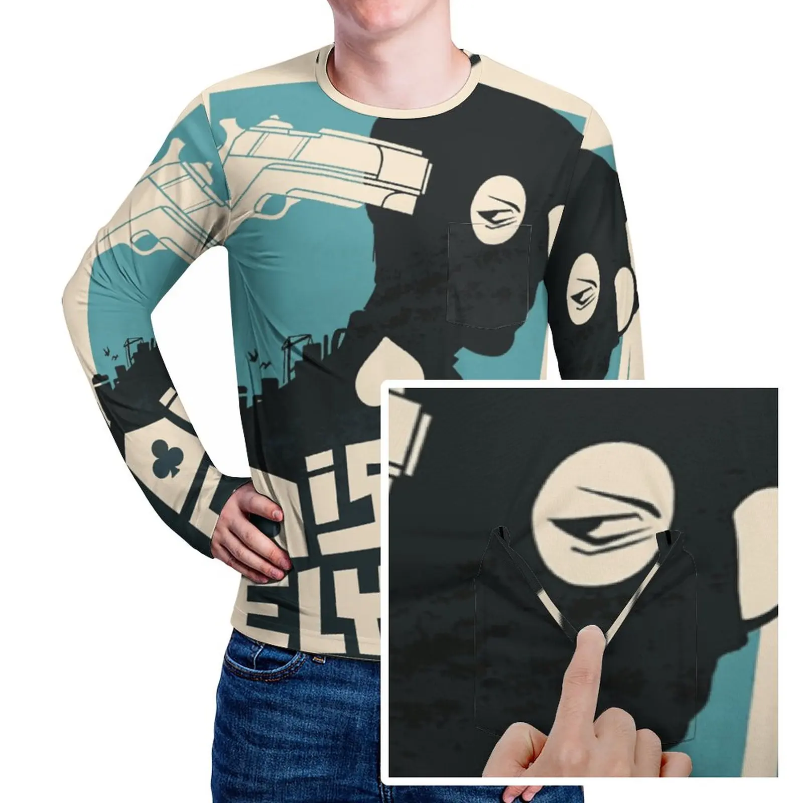 

Guns Death T Shirt Disco Elysium Skill Fanart Videogame Man Fashion T Shirts Autumn Custom Tee Shirt Long Sleeve EMO Oversized