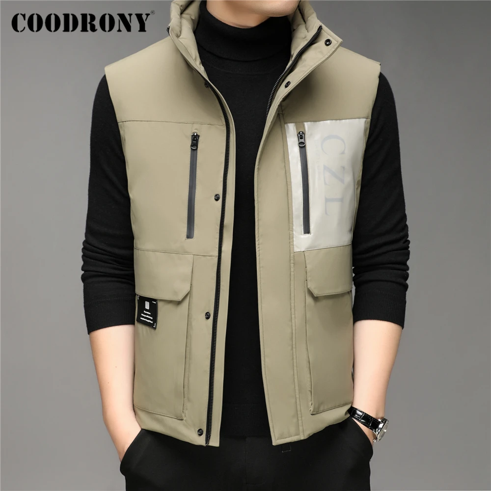 COODRONY 90% White Duck Down Vest Men Clothing Winter New Arrival Parkas Big Pocket Zipper Stand Collar Sleeveless Jackets Z8188