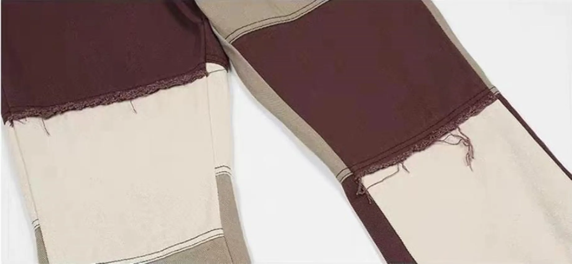 Mens Casual Slim Fit Brown Patchwork Denim Pants 2023 Hip Hop Jeans for Men with Straight Loose Denim Pants Men's Fashion Pants