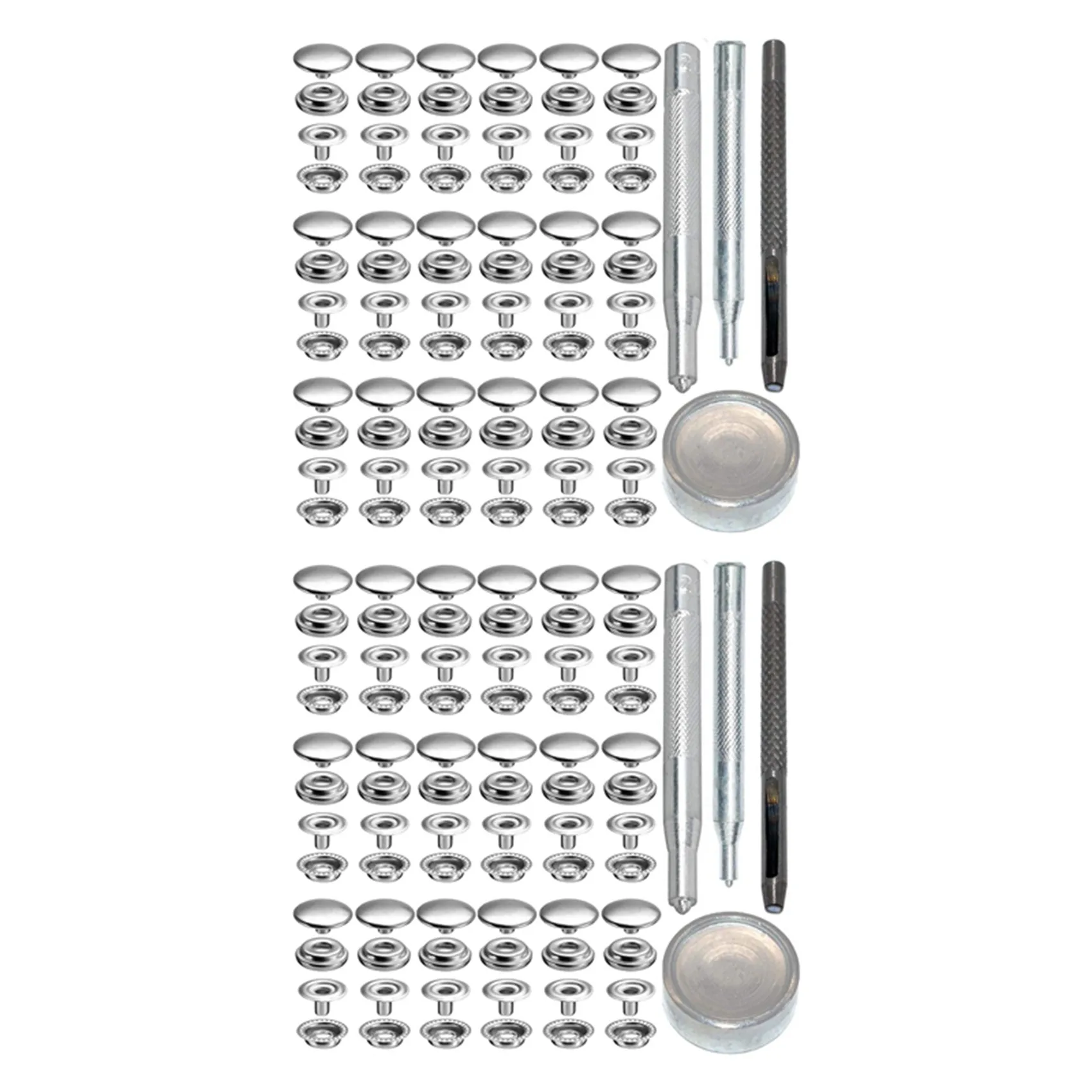 

144Pcs 15MM Stainless Steel Fastener Snap Press Stud Button For Marine Boat Canvas With Punching Set Tool Kit Silver