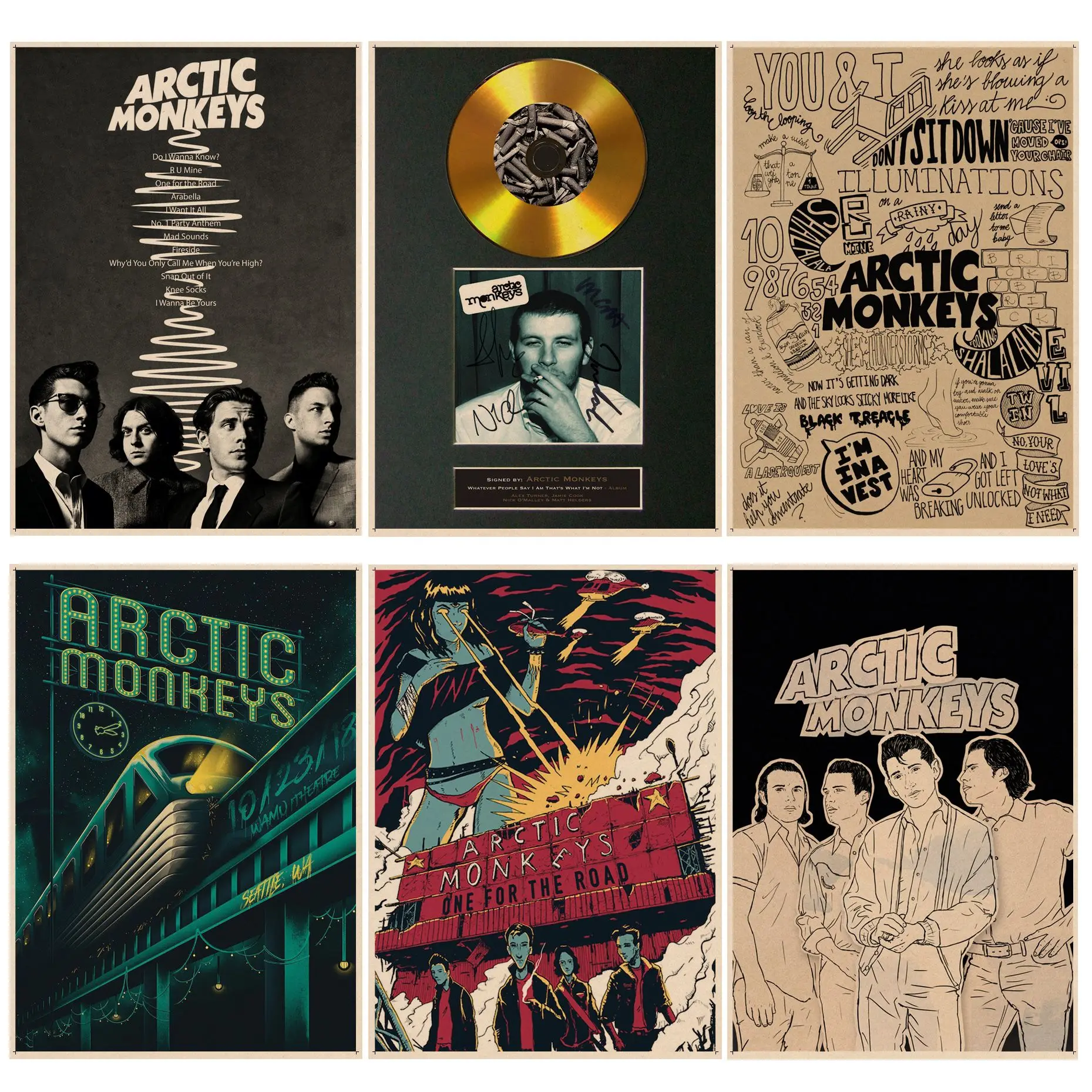 

Rock band Arctic Monkeys Classic Movie Posters Kraft Paper Vintage Poster Wall Art Painting Study Stickers Wall Painting