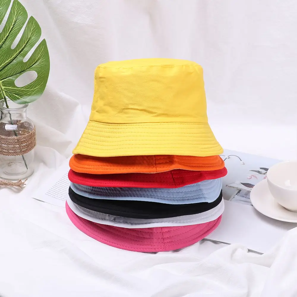 

1PC Summer Foldable Bucket Hat Candy Color Fisherman Cap Fashion Sunscreen Caps Unisex Casual Hats