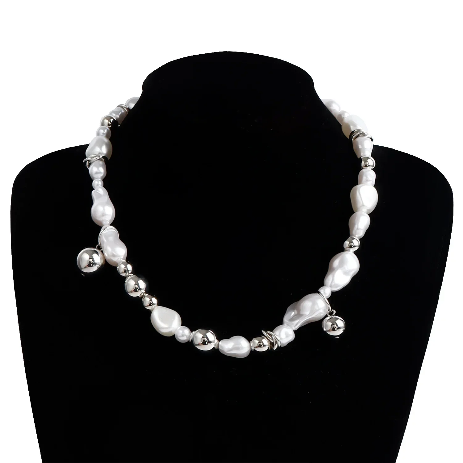 Ожерелье женское из бисера с большими белыми бусинами металлическое колье