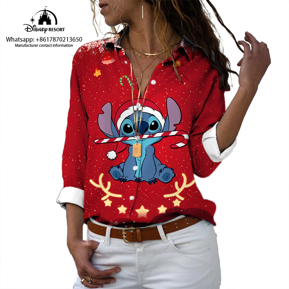 

New Mickey and Minnie Anime 2022 Women's Spring and Autumn Boho Christmas Disney Brand Harajuku Casual Long Sleeve Shirt Y2K