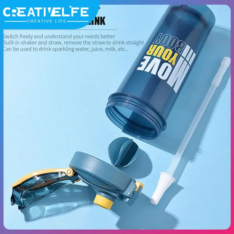 

800ml Fitness Mixing Cup Body-building Exercise Drinkware Portable Large Water Bottle Protein Powder Shake Cup With Straw
