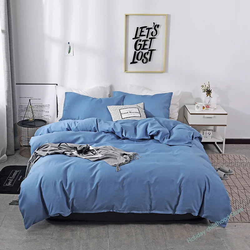 

Nordic Solid Color Sanding Duvet Cover 220x240 Single Double Queen King Simple Bedding Set Pillowcase Bedclothes (No Bed Sheet)