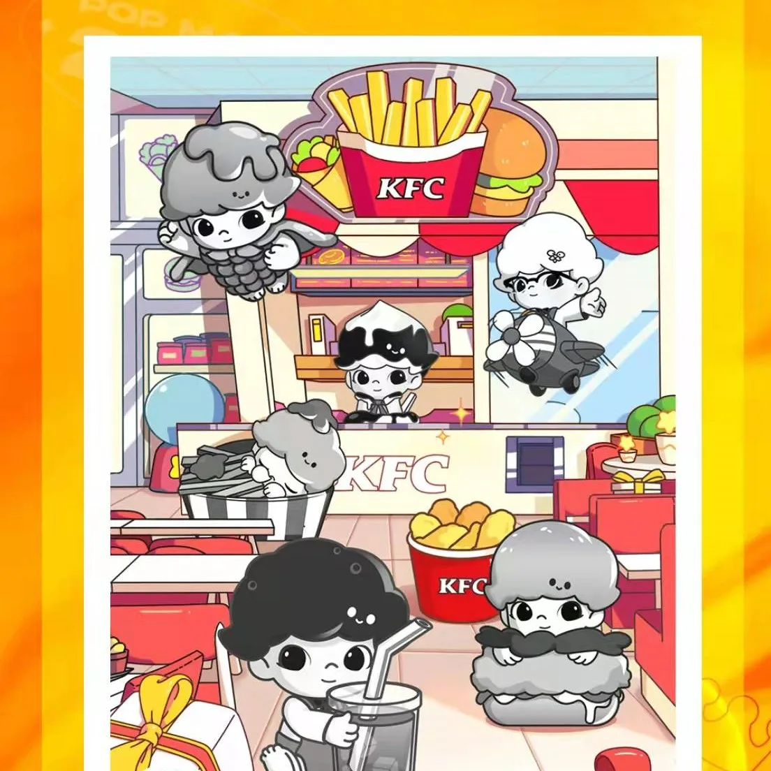 Оригинальная модель POP MART DIMOO KFC Коллекционная серия фотоигрушки подтверждения
