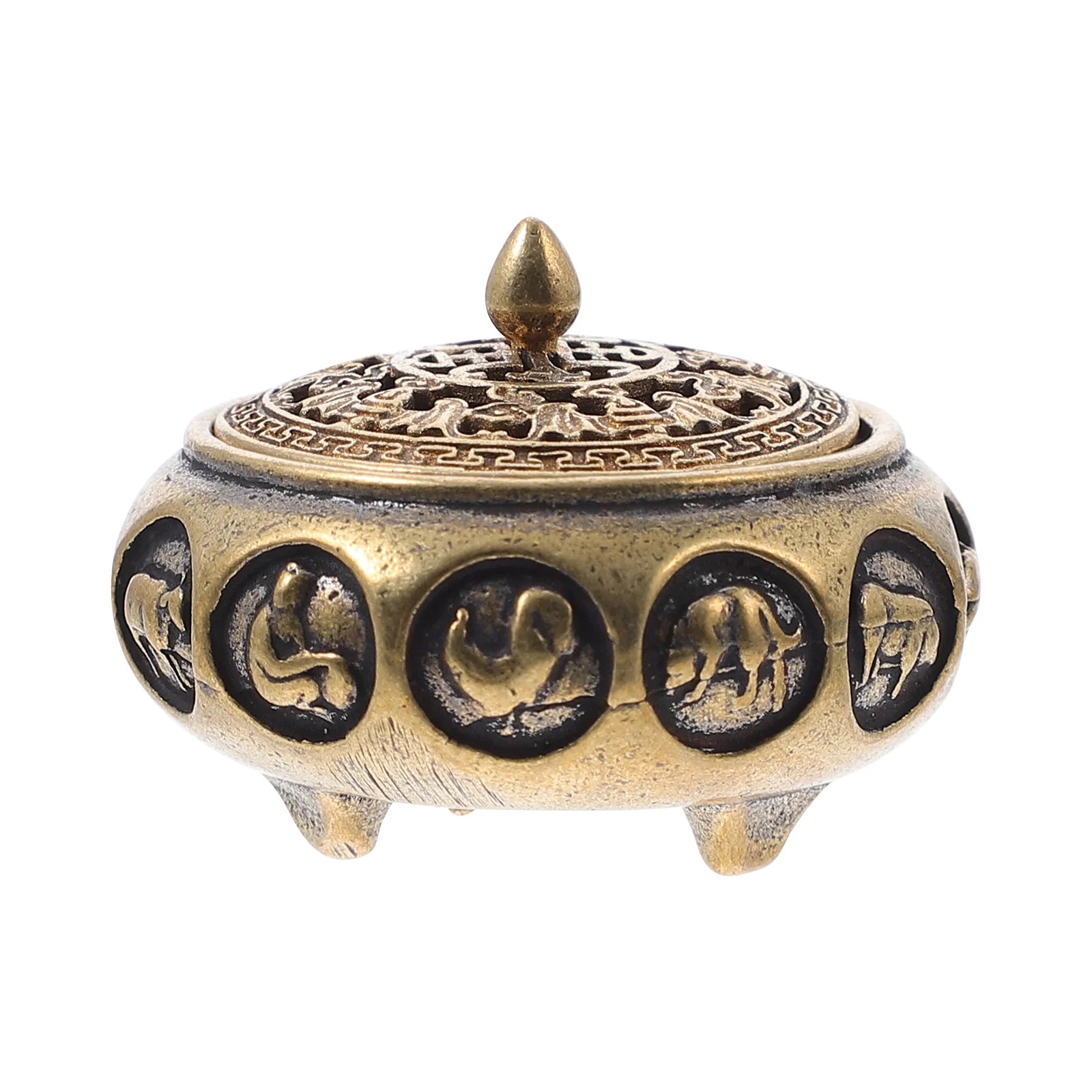 

Burner Chinese Censer Metal Holder Ash Tray Container Aromatherapy Ornamentvintage Furnace Handicraft