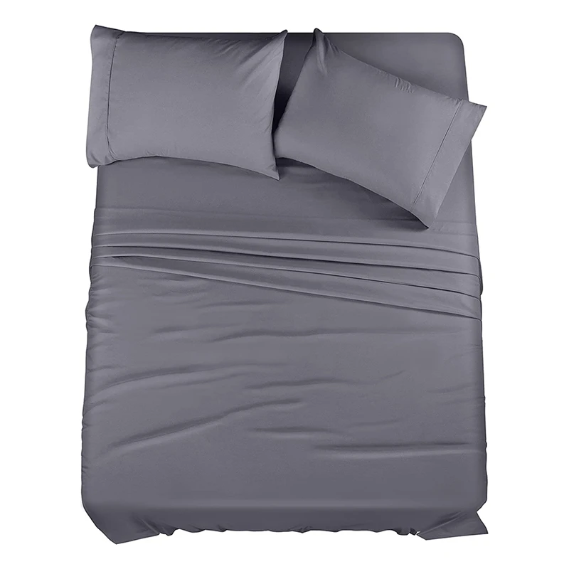 

Full Bed Sheets Set - 4 Piece Bedding - Brushed Microfiber - Shrinkage and Fade Resistant - Easy Care (Full, Gray)